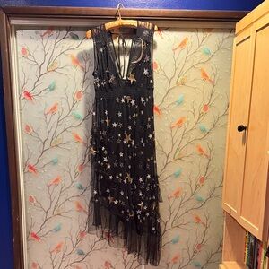 Topshop Black Starry Assymetrical Dress